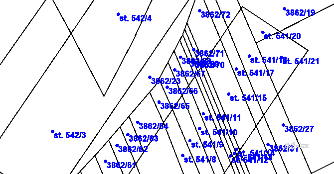 Parcela st. 3862/66 v KÚ Letonice, Katastrální mapa
