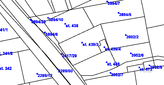 Parcela st. 439/3 v KÚ Letonice, Katastrální mapa