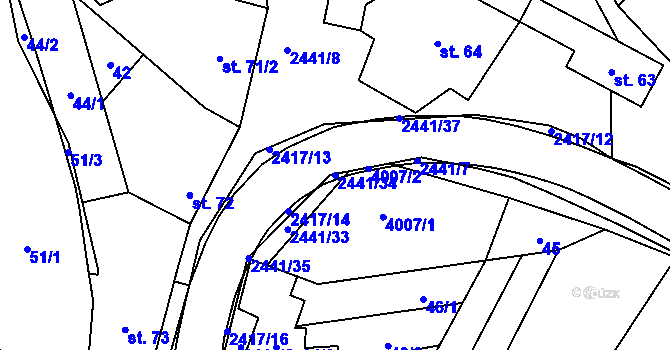 Parcela st. 2441/34 v KÚ Letonice, Katastrální mapa