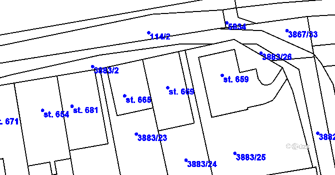 Parcela st. 669 v KÚ Letonice, Katastrální mapa