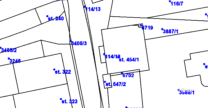Parcela st. 114/18 v KÚ Letonice, Katastrální mapa