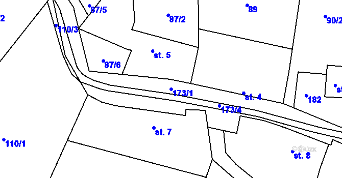 Parcela st. 173/1 v KÚ Klevetov, Katastrální mapa