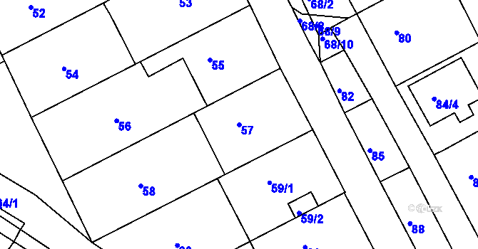 Parcela st. 57 v KÚ Letovice, Katastrální mapa