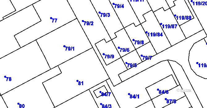 Parcela st. 79/9 v KÚ Letovice, Katastrální mapa