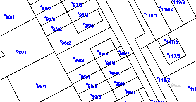 Parcela st. 96/5 v KÚ Letovice, Katastrální mapa