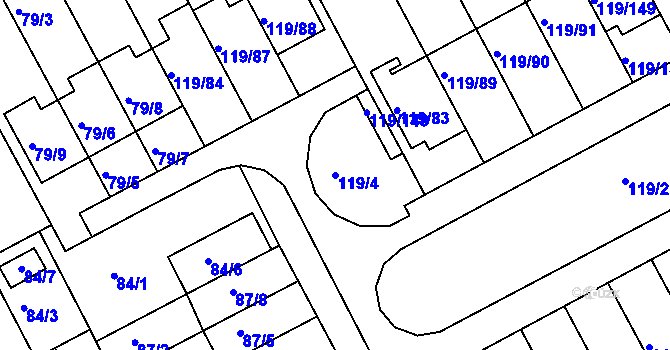 Parcela st. 119/4 v KÚ Letovice, Katastrální mapa