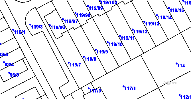 Parcela st. 119/9 v KÚ Letovice, Katastrální mapa