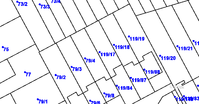 Parcela st. 119/17 v KÚ Letovice, Katastrální mapa
