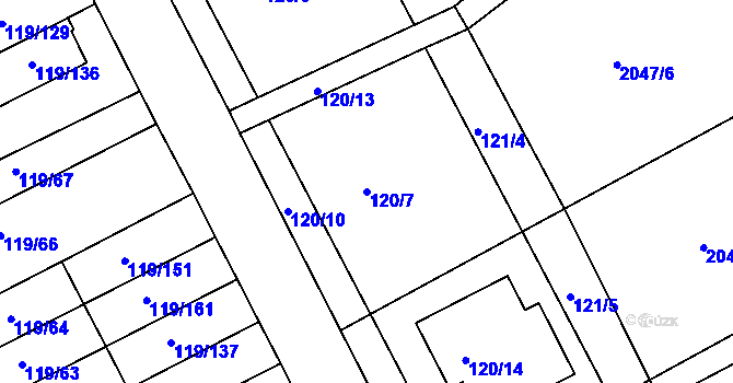 Parcela st. 120/7 v KÚ Letovice, Katastrální mapa