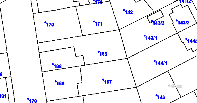 Parcela st. 169 v KÚ Letovice, Katastrální mapa