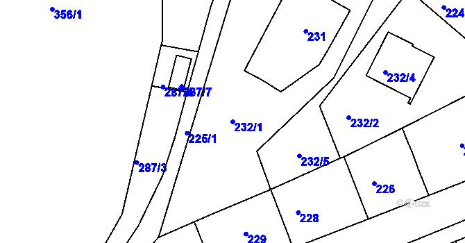 Parcela st. 232/1 v KÚ Letovice, Katastrální mapa