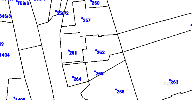 Parcela st. 262 v KÚ Letovice, Katastrální mapa