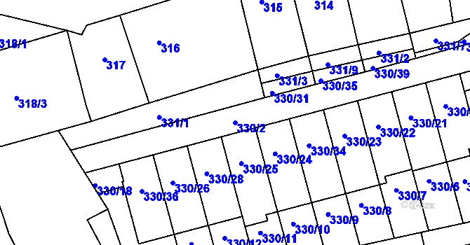 Parcela st. 330/2 v KÚ Letovice, Katastrální mapa