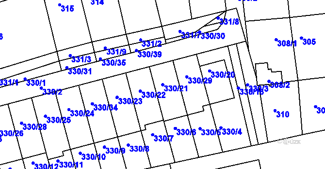 Parcela st. 330/21 v KÚ Letovice, Katastrální mapa