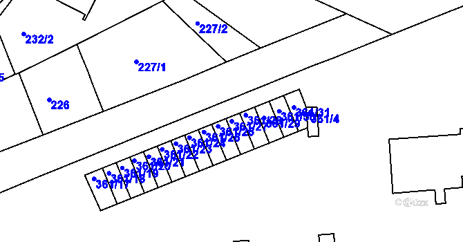 Parcela st. 361/27 v KÚ Letovice, Katastrální mapa