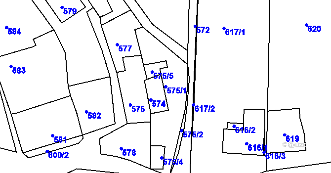 Parcela st. 575/1 v KÚ Letovice, Katastrální mapa