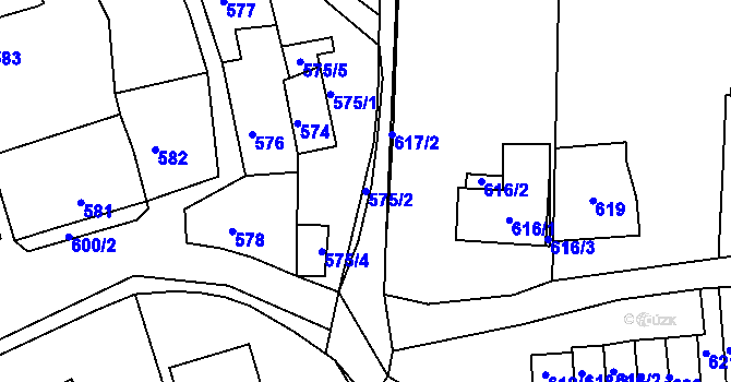 Parcela st. 575/2 v KÚ Letovice, Katastrální mapa