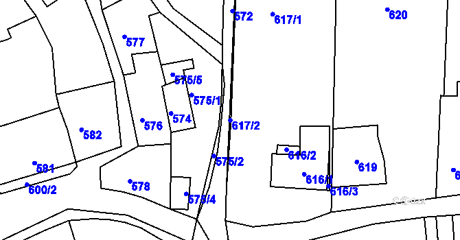 Parcela st. 617/2 v KÚ Letovice, Katastrální mapa