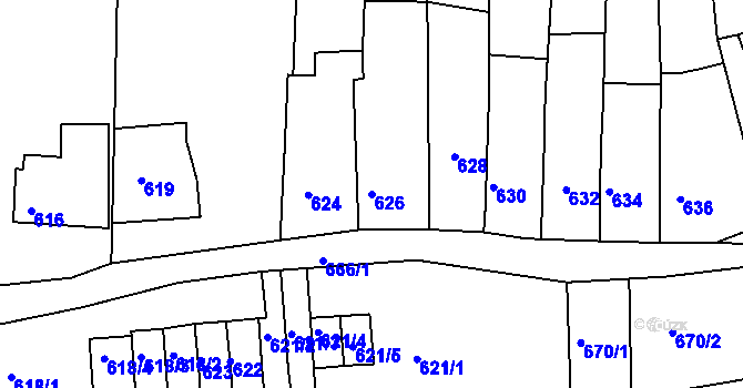 Parcela st. 626 v KÚ Letovice, Katastrální mapa