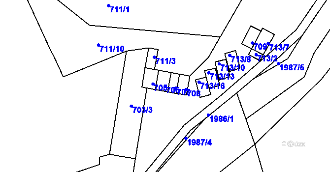 Parcela st. 706 v KÚ Letovice, Katastrální mapa