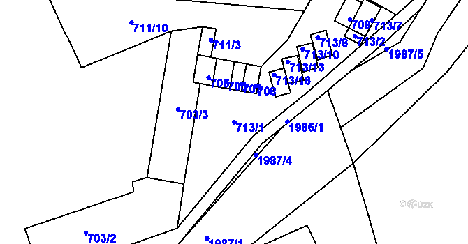 Parcela st. 713/1 v KÚ Letovice, Katastrální mapa