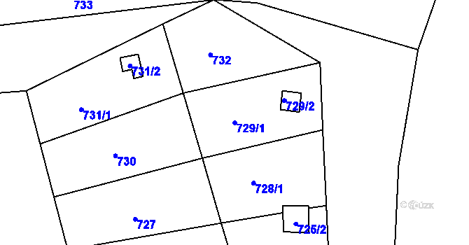 Parcela st. 729/1 v KÚ Letovice, Katastrální mapa
