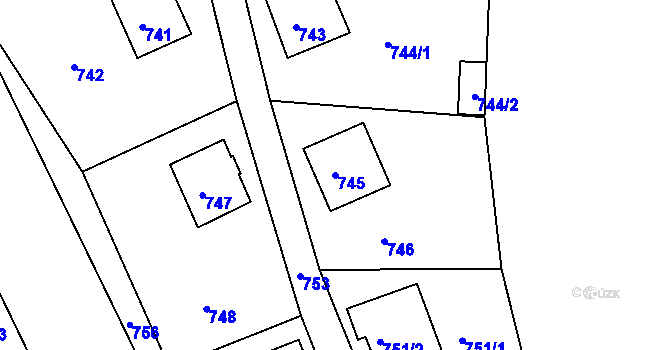 Parcela st. 745 v KÚ Letovice, Katastrální mapa