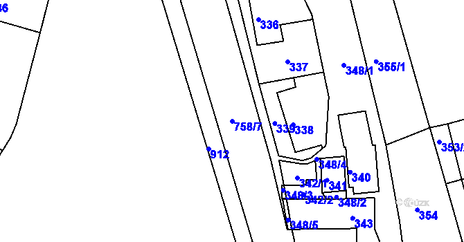 Parcela st. 758/7 v KÚ Letovice, Katastrální mapa