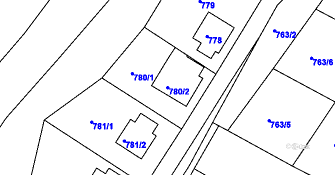 Parcela st. 780/2 v KÚ Letovice, Katastrální mapa