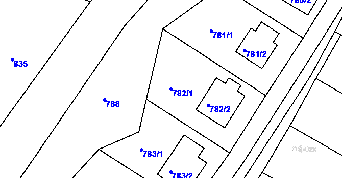 Parcela st. 782/1 v KÚ Letovice, Katastrální mapa
