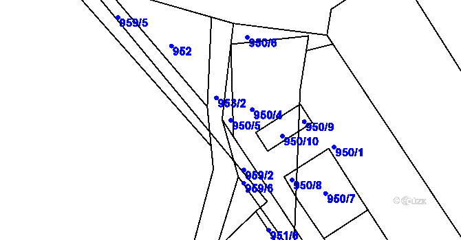Parcela st. 950/5 v KÚ Letovice, Katastrální mapa