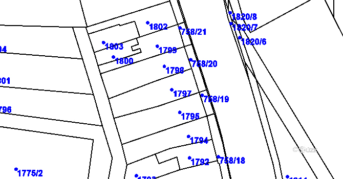 Parcela st. 1797 v KÚ Letovice, Katastrální mapa