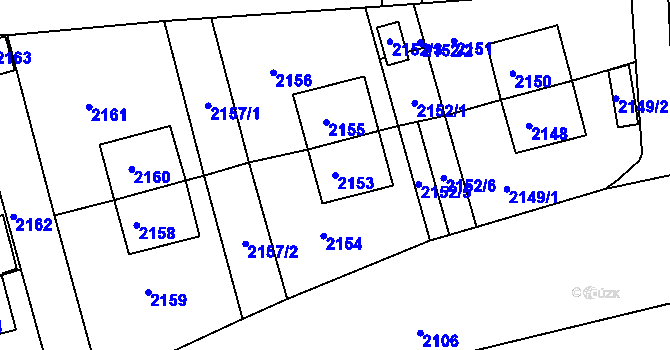 Parcela st. 2153 v KÚ Letovice, Katastrální mapa