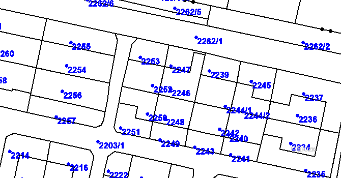 Parcela st. 2246 v KÚ Letovice, Katastrální mapa
