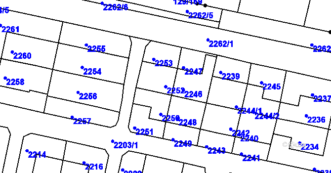 Parcela st. 2252 v KÚ Letovice, Katastrální mapa