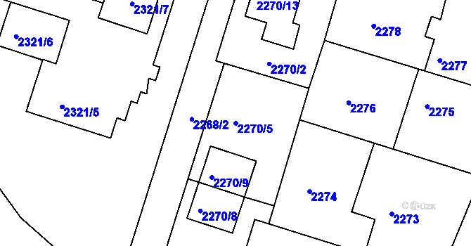 Parcela st. 2270/5 v KÚ Letovice, Katastrální mapa