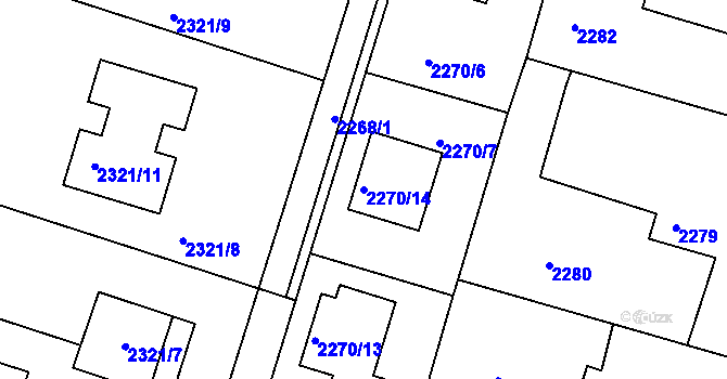 Parcela st. 2270/14 v KÚ Letovice, Katastrální mapa