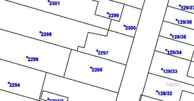 Parcela st. 2297 v KÚ Letovice, Katastrální mapa