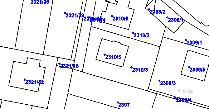 Parcela st. 2310/5 v KÚ Letovice, Katastrální mapa
