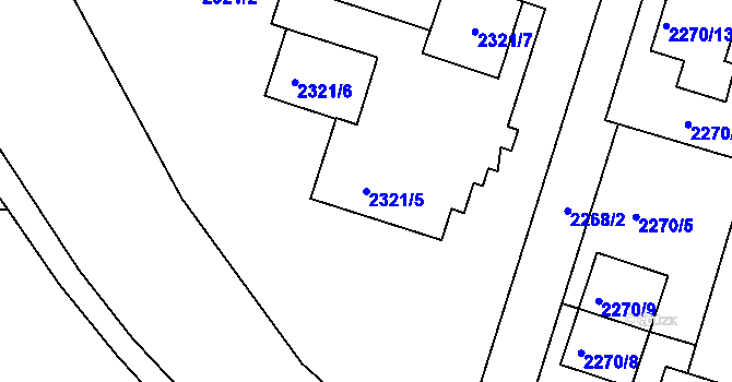 Parcela st. 2321/5 v KÚ Letovice, Katastrální mapa