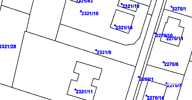 Parcela st. 2321/9 v KÚ Letovice, Katastrální mapa