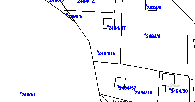 Parcela st. 2484/16 v KÚ Letovice, Katastrální mapa