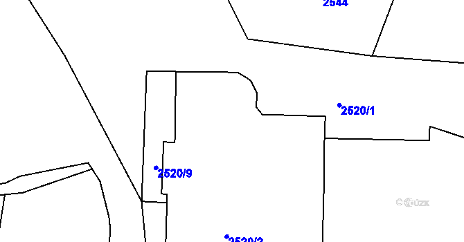 Parcela st. 2520/4 v KÚ Letovice, Katastrální mapa