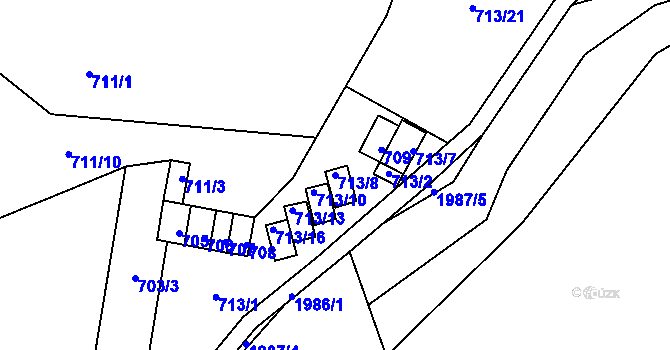 Parcela st. 713/8 v KÚ Letovice, Katastrální mapa