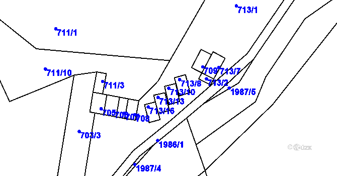 Parcela st. 713/10 v KÚ Letovice, Katastrální mapa