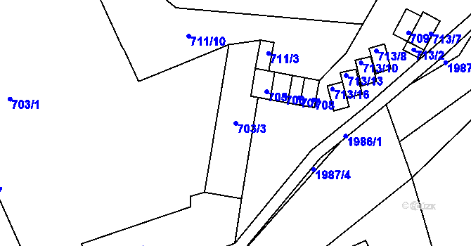 Parcela st. 703/3 v KÚ Letovice, Katastrální mapa