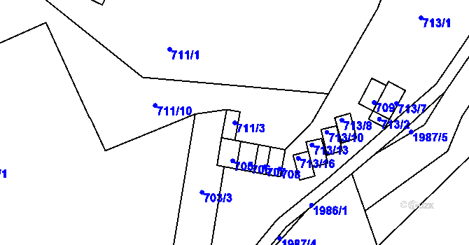 Parcela st. 711/3 v KÚ Letovice, Katastrální mapa