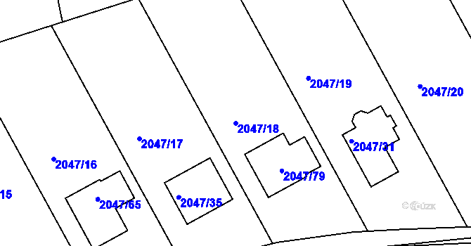 Parcela st. 2047/18 v KÚ Letovice, Katastrální mapa