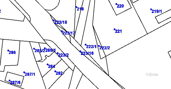 Parcela st. 222/1 v KÚ Letovice, Katastrální mapa
