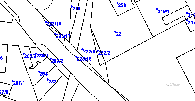 Parcela st. 222/2 v KÚ Letovice, Katastrální mapa